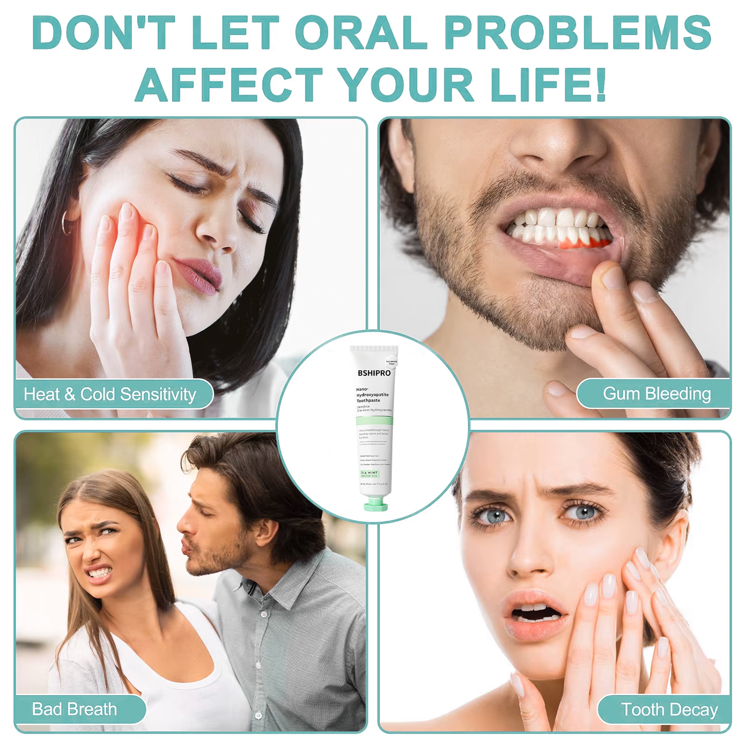 Ela Mint Flavor Fluoride-Free Nano Hydroxyapatite Toothpaste Anti-Cavity Whitening Oral Care for Sensitive Teeth for Adults Kids