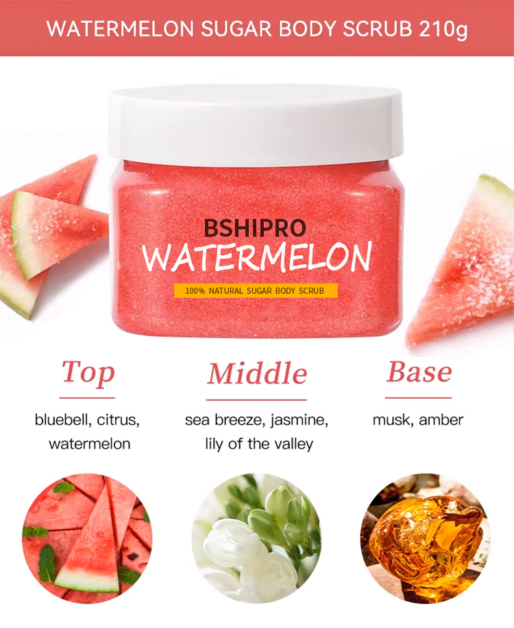 Organic Body Scrub Shea Butter Natural Exfoliating Whitening Sugar Hydrating Vitamins C Rose Customizable for Adults