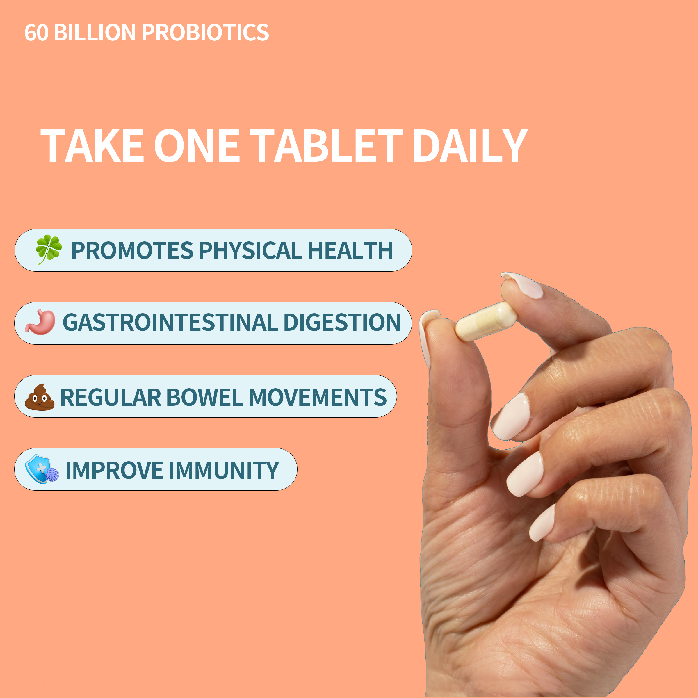 Daily Probiotic Supplement with 40 Billion CFU (colony-forming Units) - a Complex Formula for Gut Health
