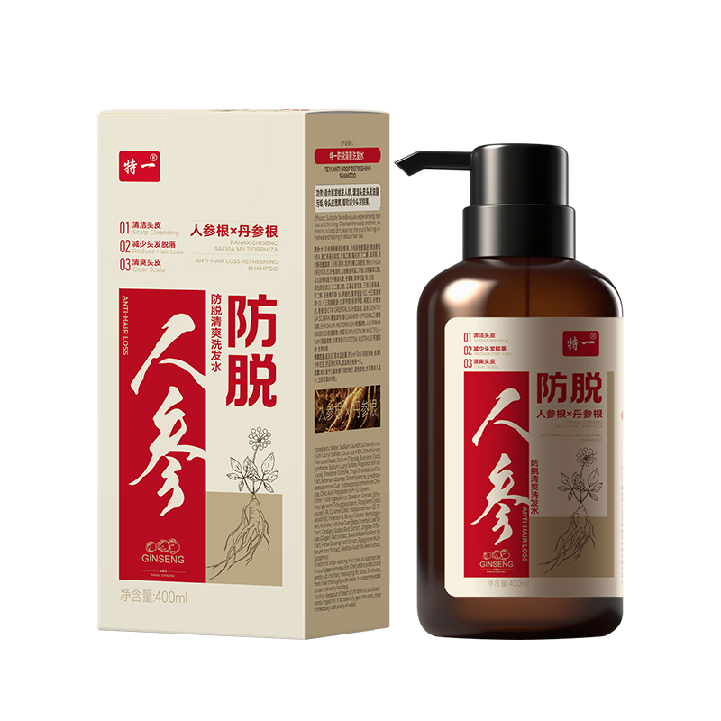 Strengthen Roots Thicken Hair Control Oil Add Volume Refresh Scalp Ginseng Anti-Hair Loss Shampoo 400ML Cream Formula