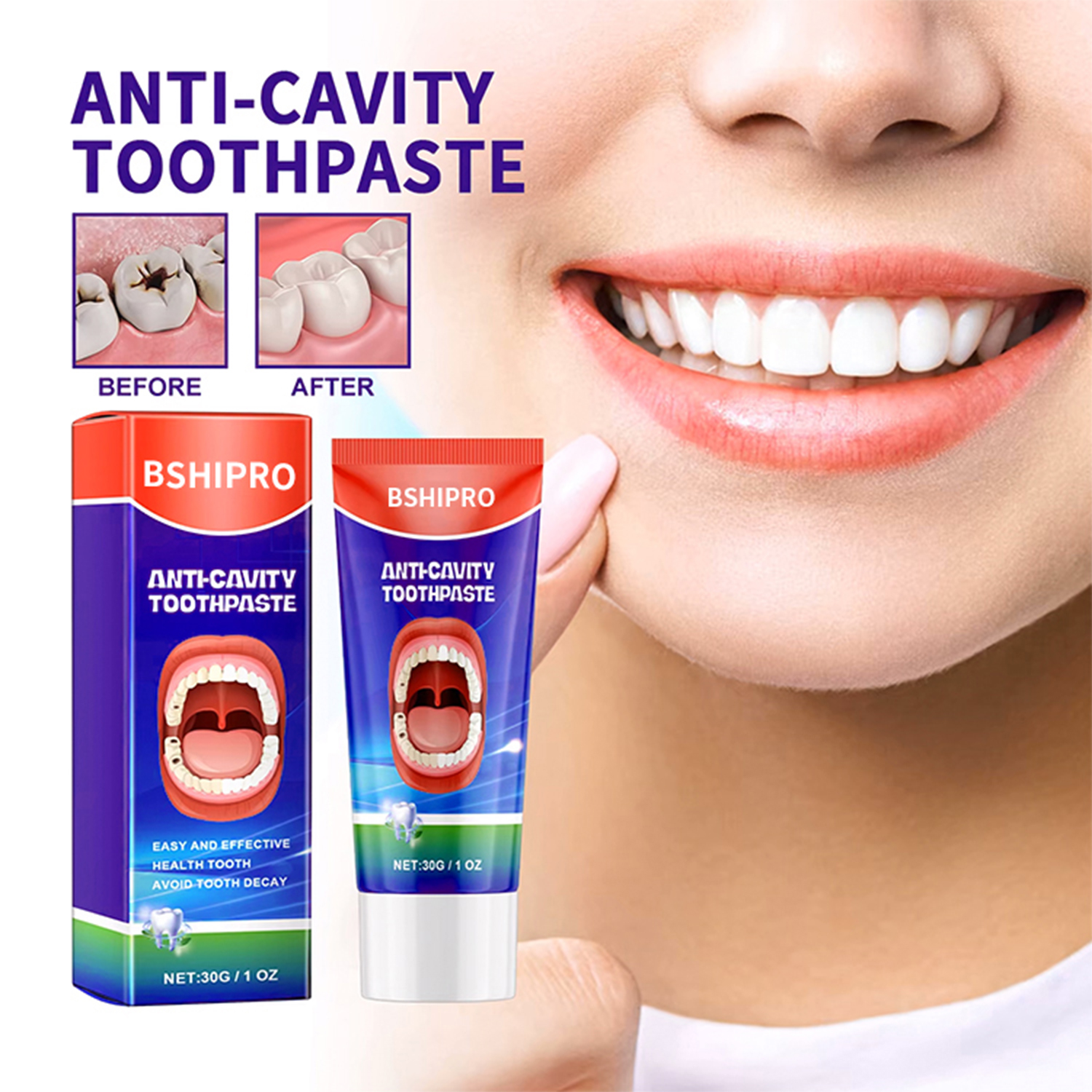 Whitening, Anti-Cavity, Gum Protection, Fresh Breath Premium Oral Care Toothpaste