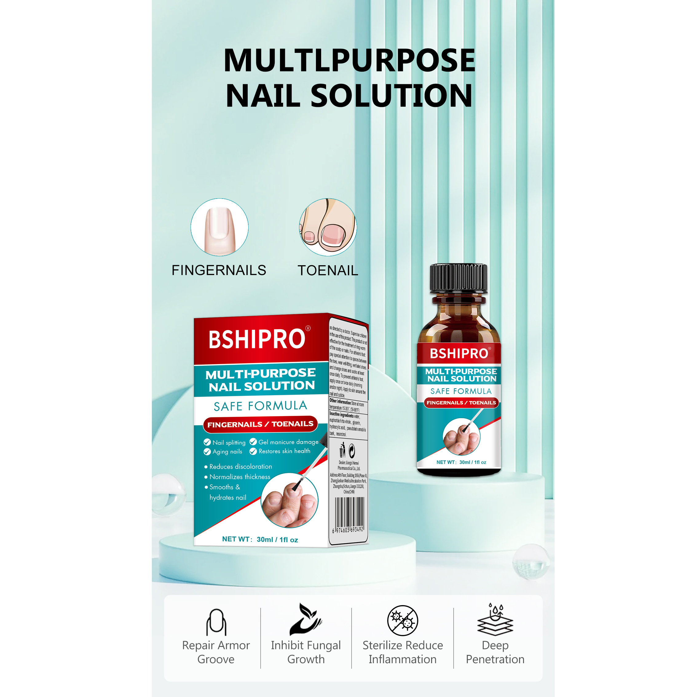 Fungal Nail Repair Liquid Foot Fungus Nail Brush Kit Nail Repair Essence Toenail Fungus Treatment